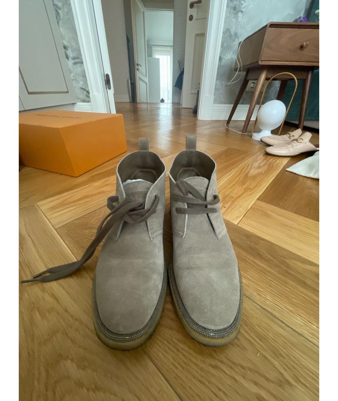 BRUNELLO CUCINELLI Антрацитовые замшевые ботинки, фото 2