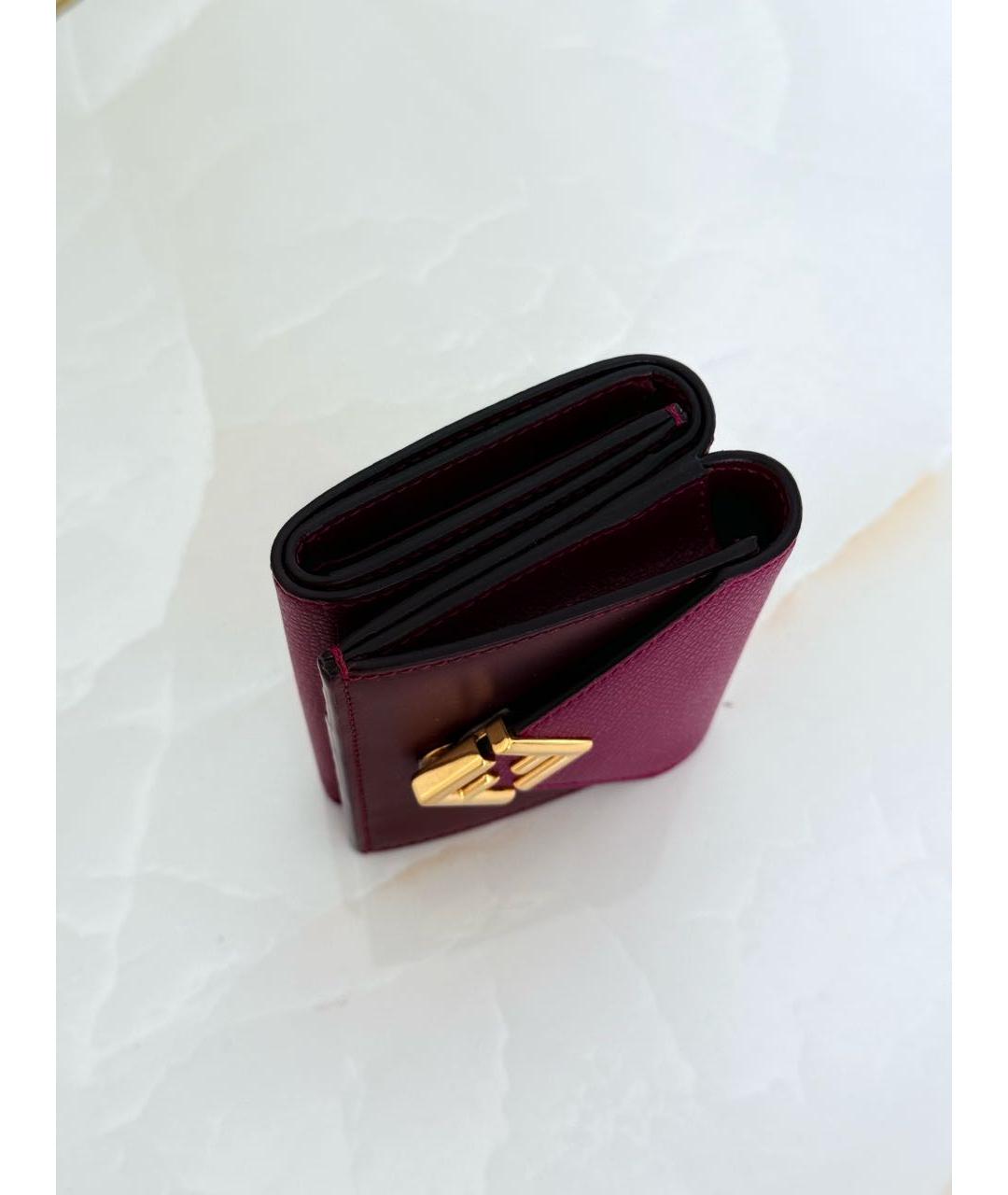FENDI Бордовый кожаный кошелек, фото 3