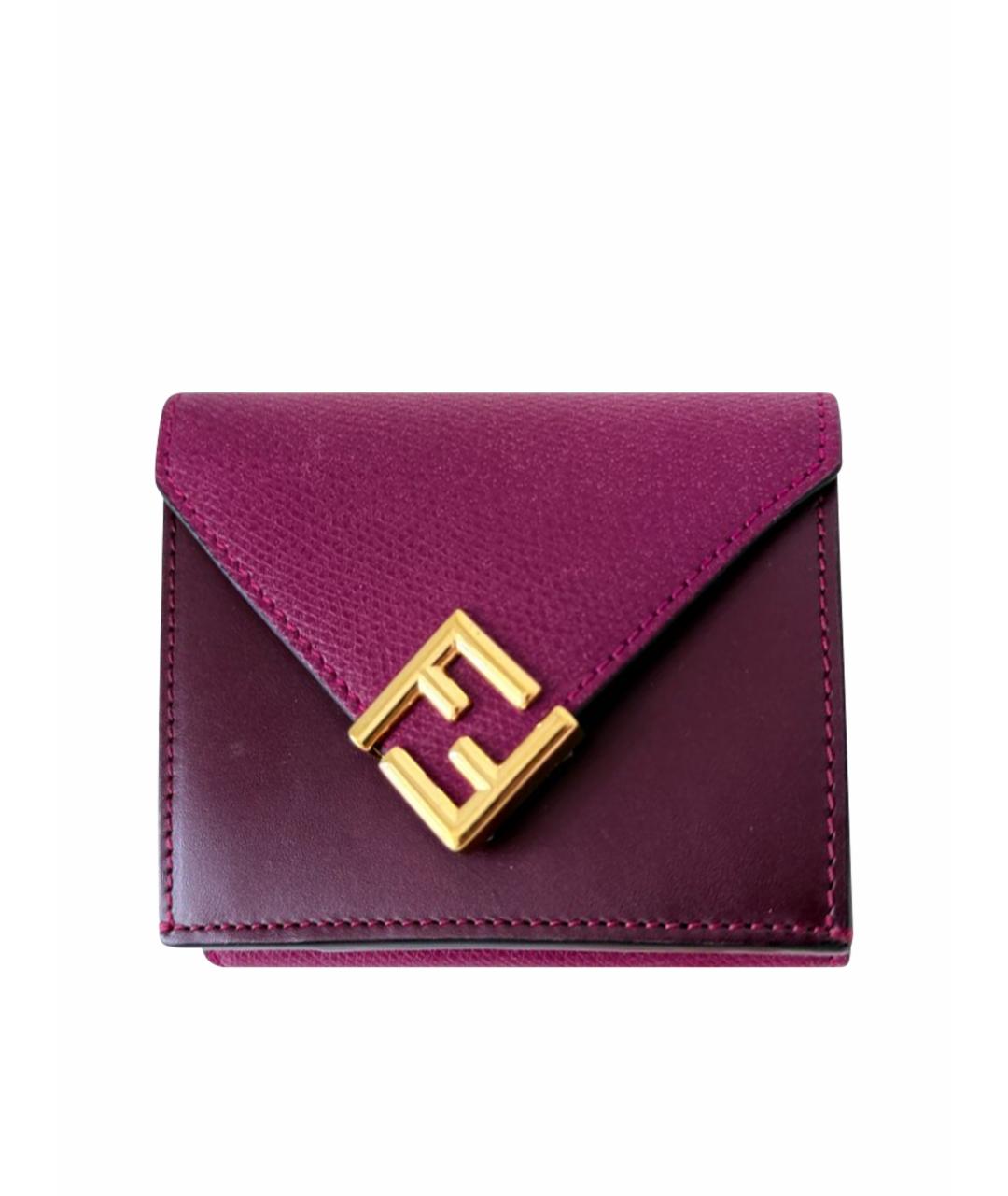 FENDI Бордовый кожаный кошелек, фото 1