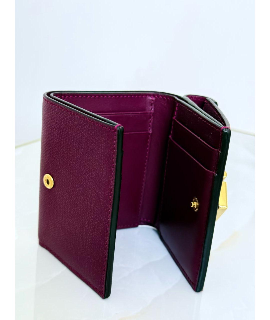 FENDI Бордовый кожаный кошелек, фото 4