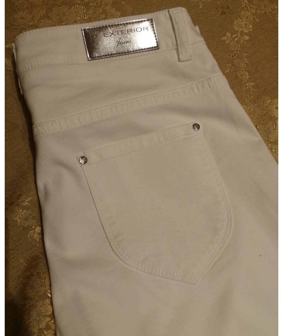 D.EXTERIOR Белые хлопко-эластановые прямые джинсы, фото 4