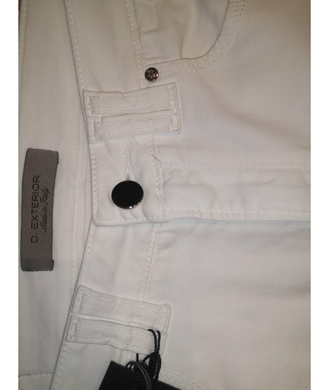 D.EXTERIOR Белые хлопко-эластановые прямые джинсы, фото 2