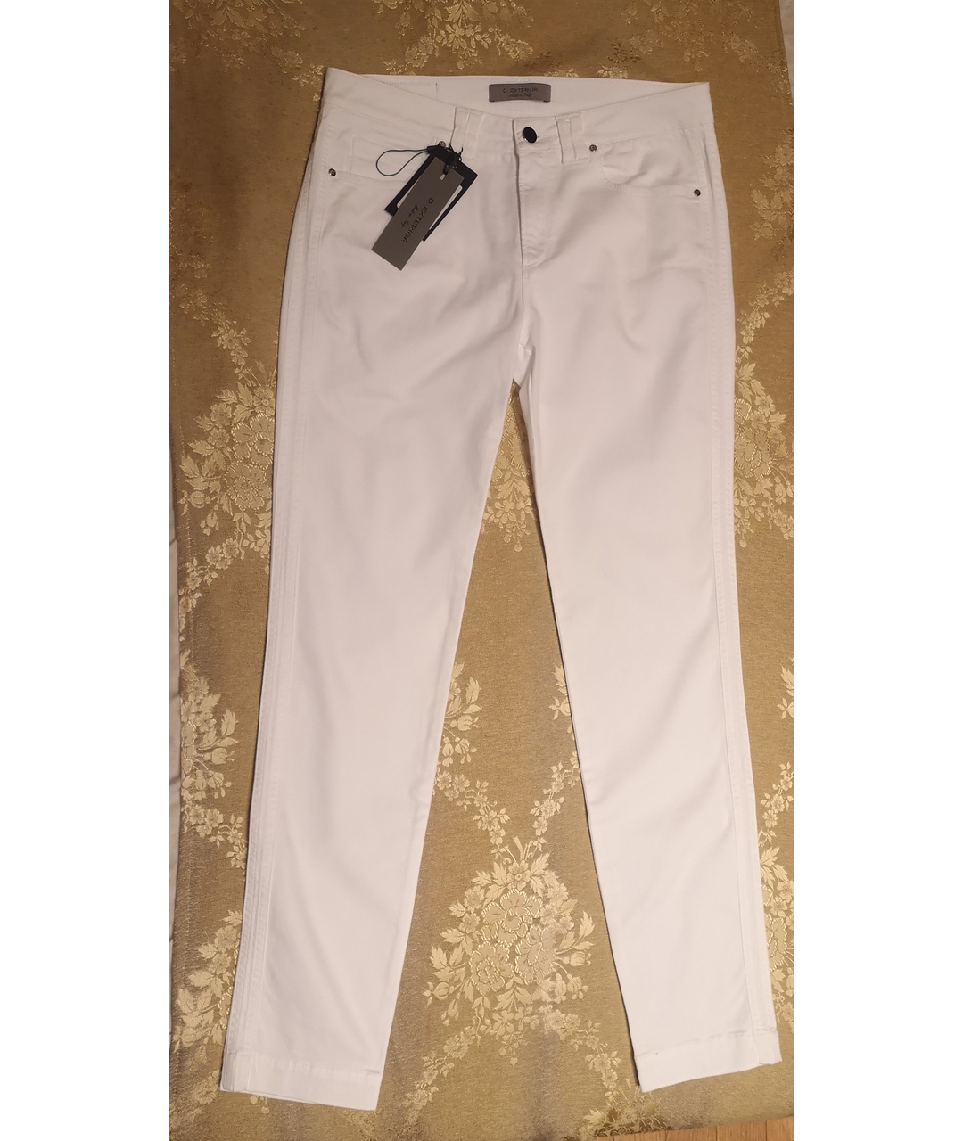 D.EXTERIOR Белые хлопко-эластановые прямые джинсы, фото 7