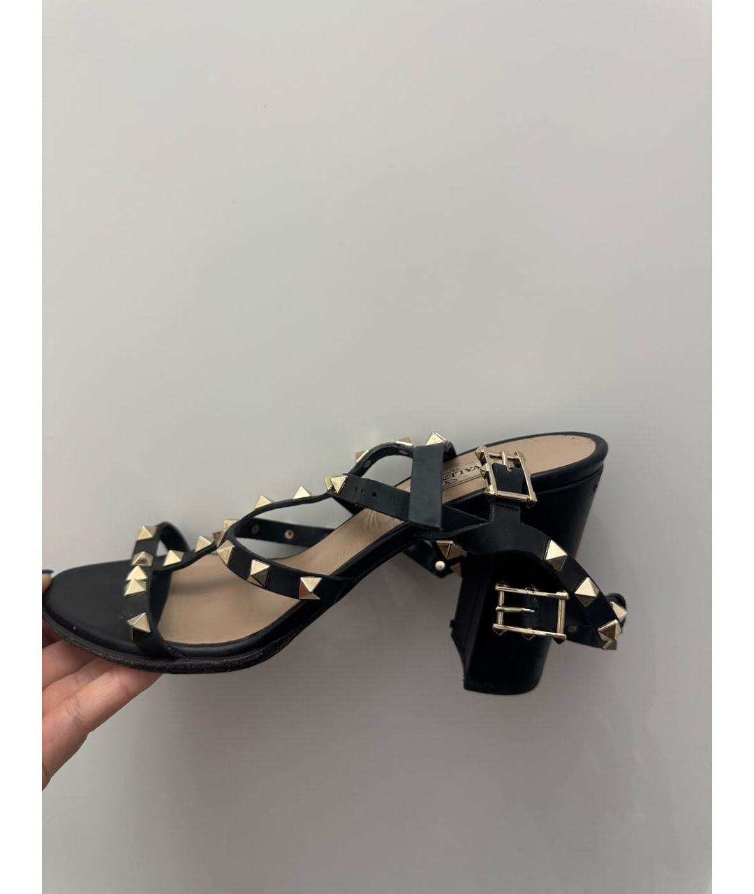 VALENTINO Черные кожаные босоножки, фото 5