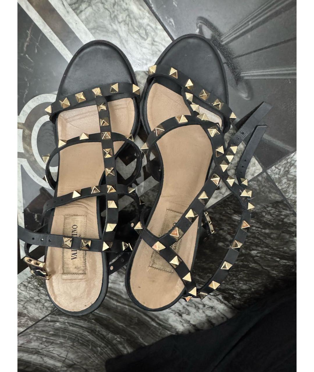 VALENTINO Черные кожаные босоножки, фото 3