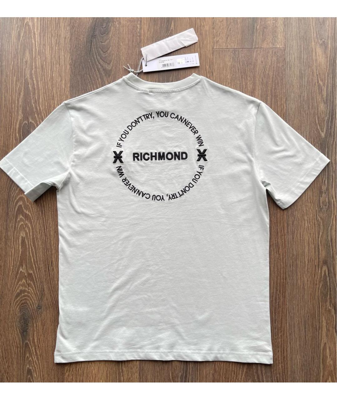 JOHN RICHMOND Голубая хлопковая футболка, фото 2