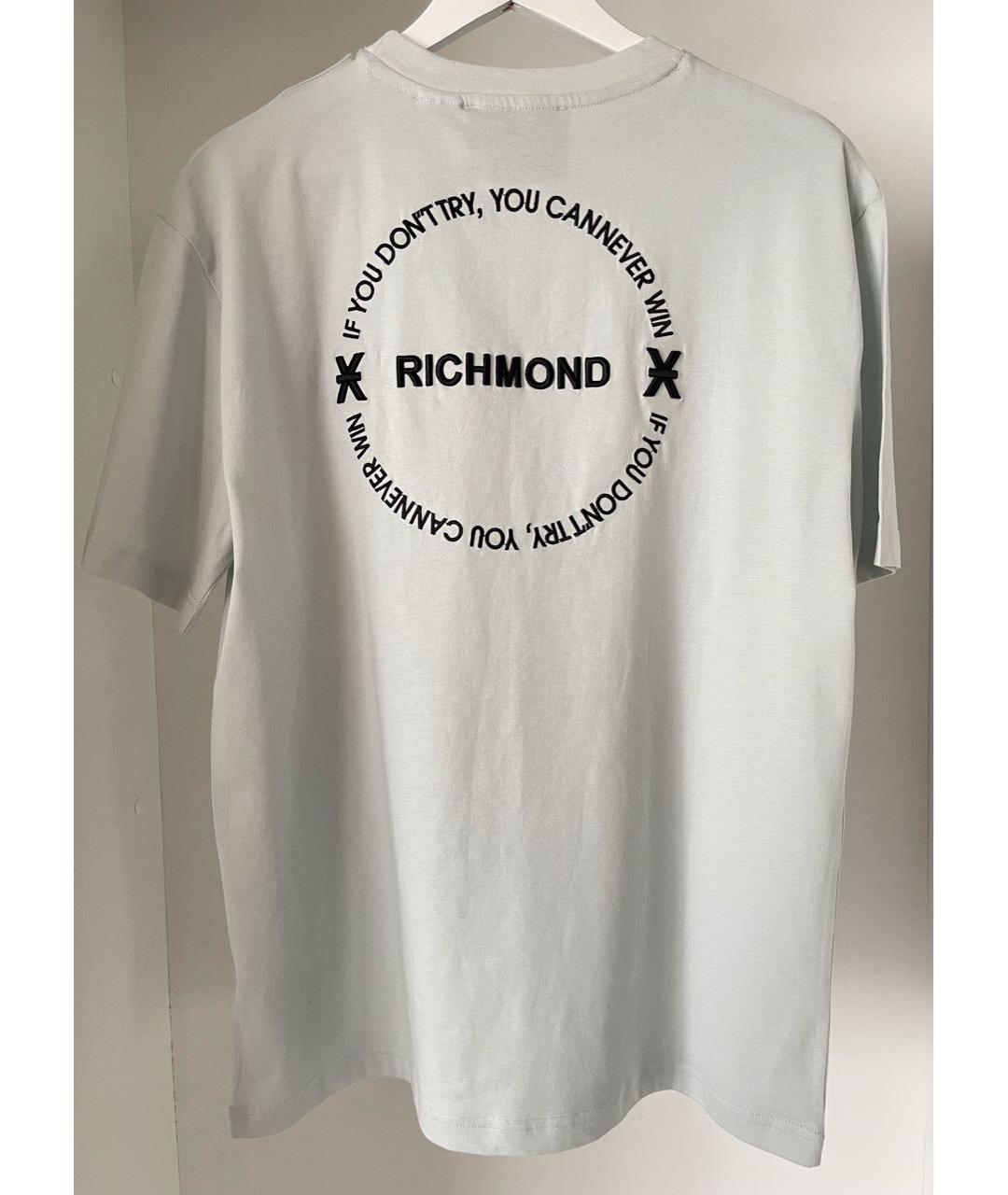 JOHN RICHMOND Голубая хлопковая футболка, фото 4