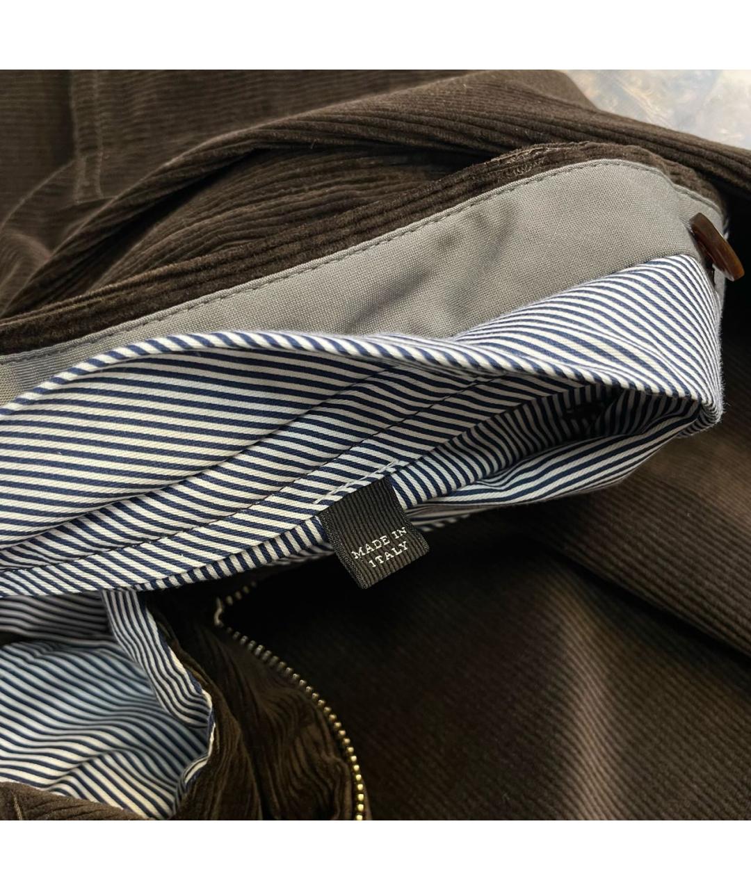 ERMENEGILDO ZEGNA XXX Коричневые хлопковые классические брюки, фото 8