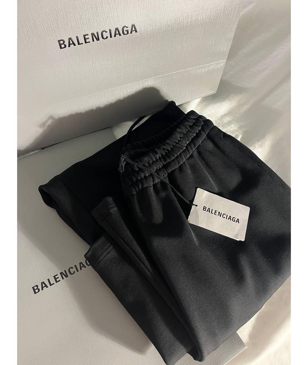 BALENCIAGA Черные хлопко-эластановые спортивные брюки и шорты, фото 3