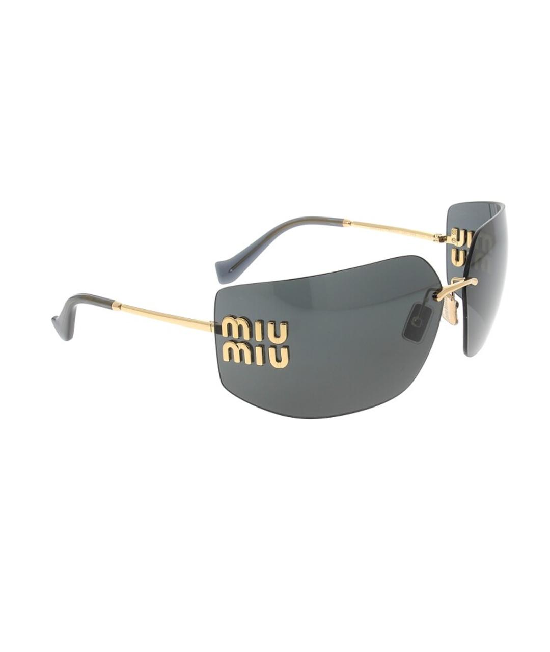 MIU MIU Золотые металлические солнцезащитные очки, фото 2