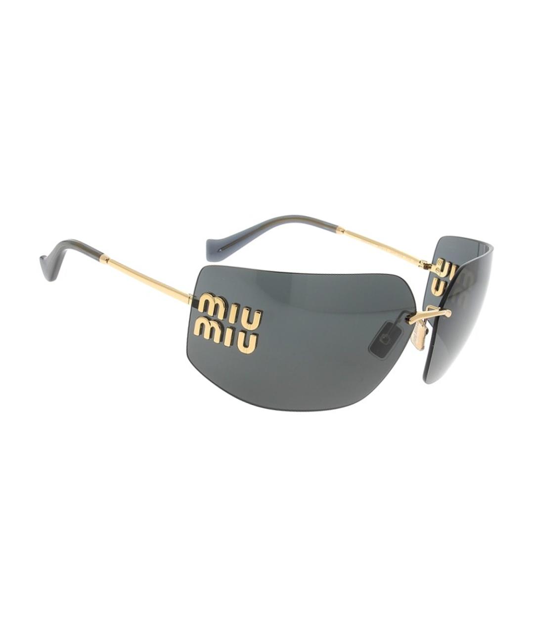 MIU MIU Золотые металлические солнцезащитные очки, фото 3