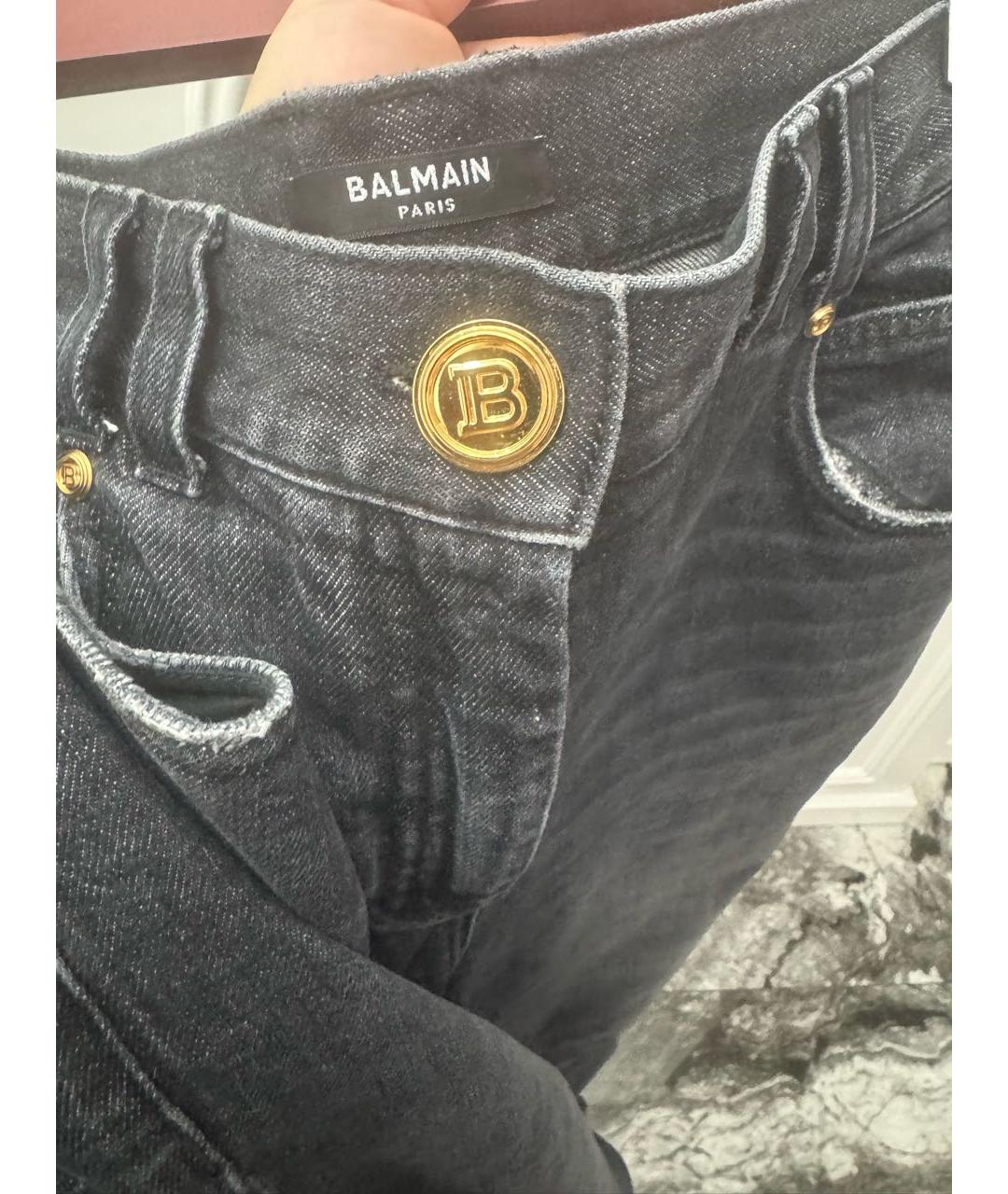 BALMAIN Черные хлопковые прямые джинсы, фото 4