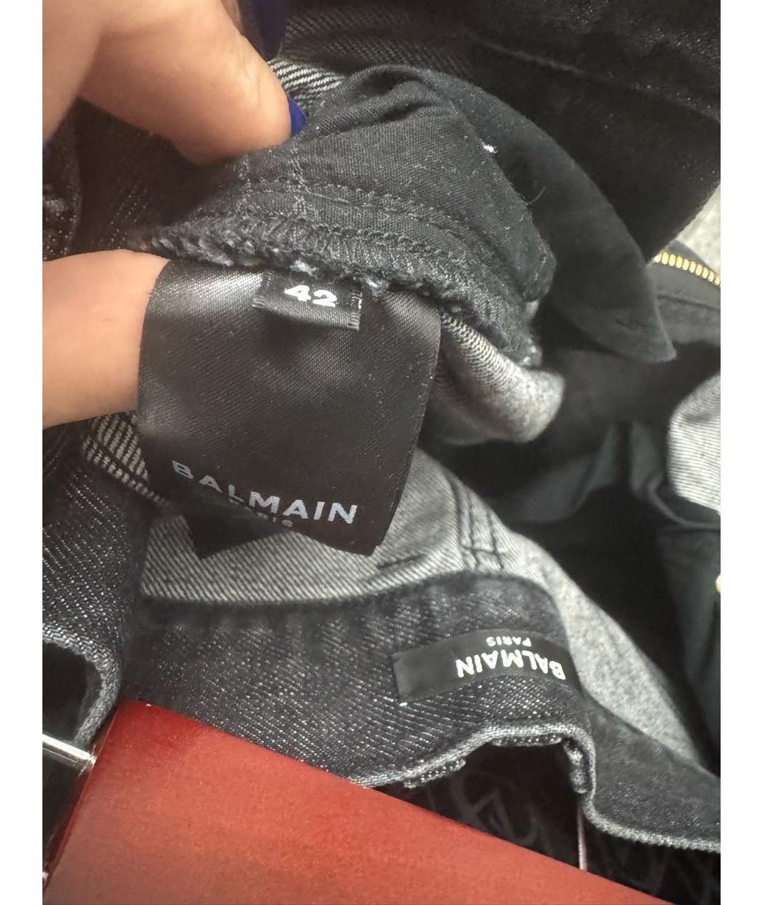 BALMAIN Черные хлопковые прямые джинсы, фото 5