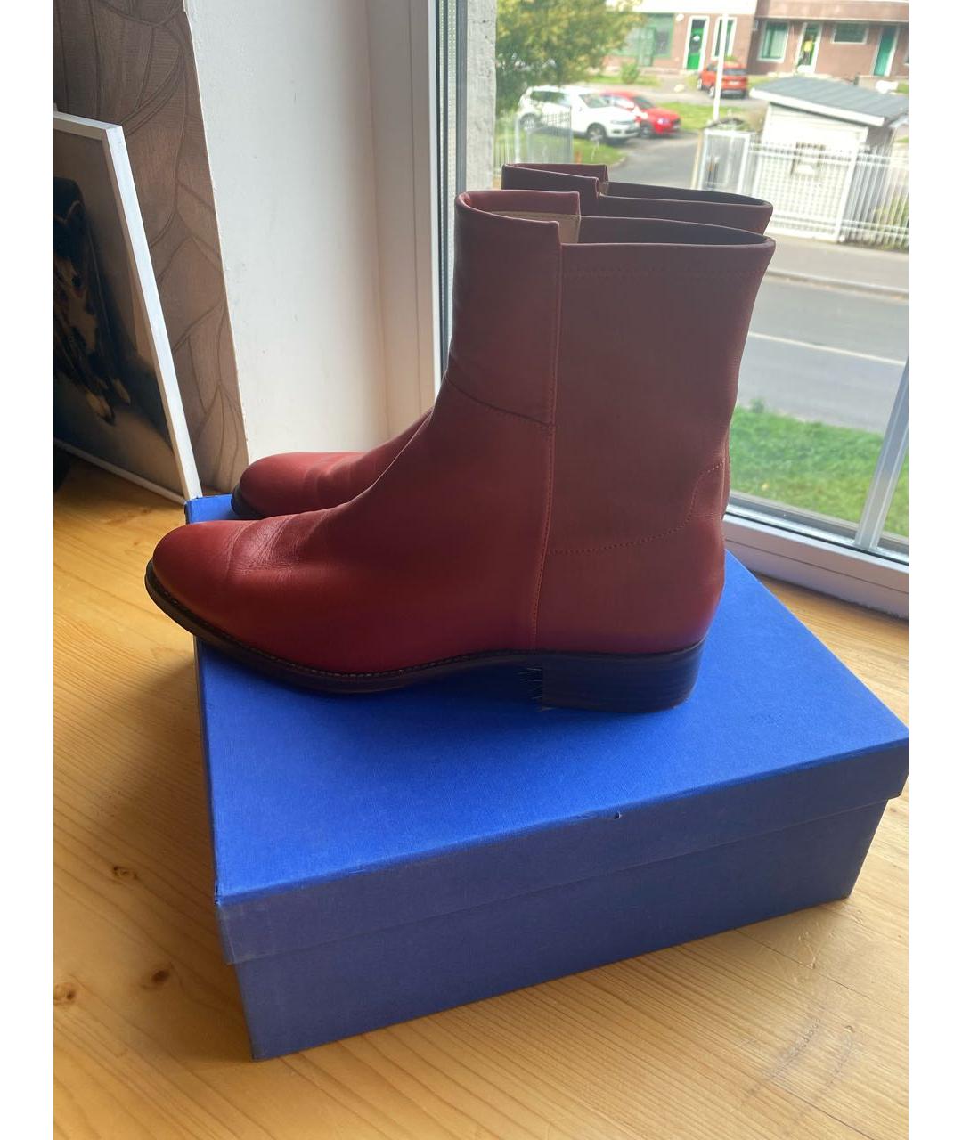 STUART WEITZMAN Бордовые кожаные полусапоги, фото 9
