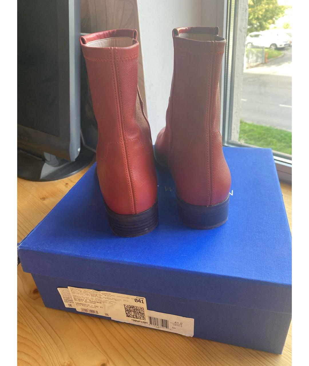 STUART WEITZMAN Бордовые кожаные полусапоги, фото 4