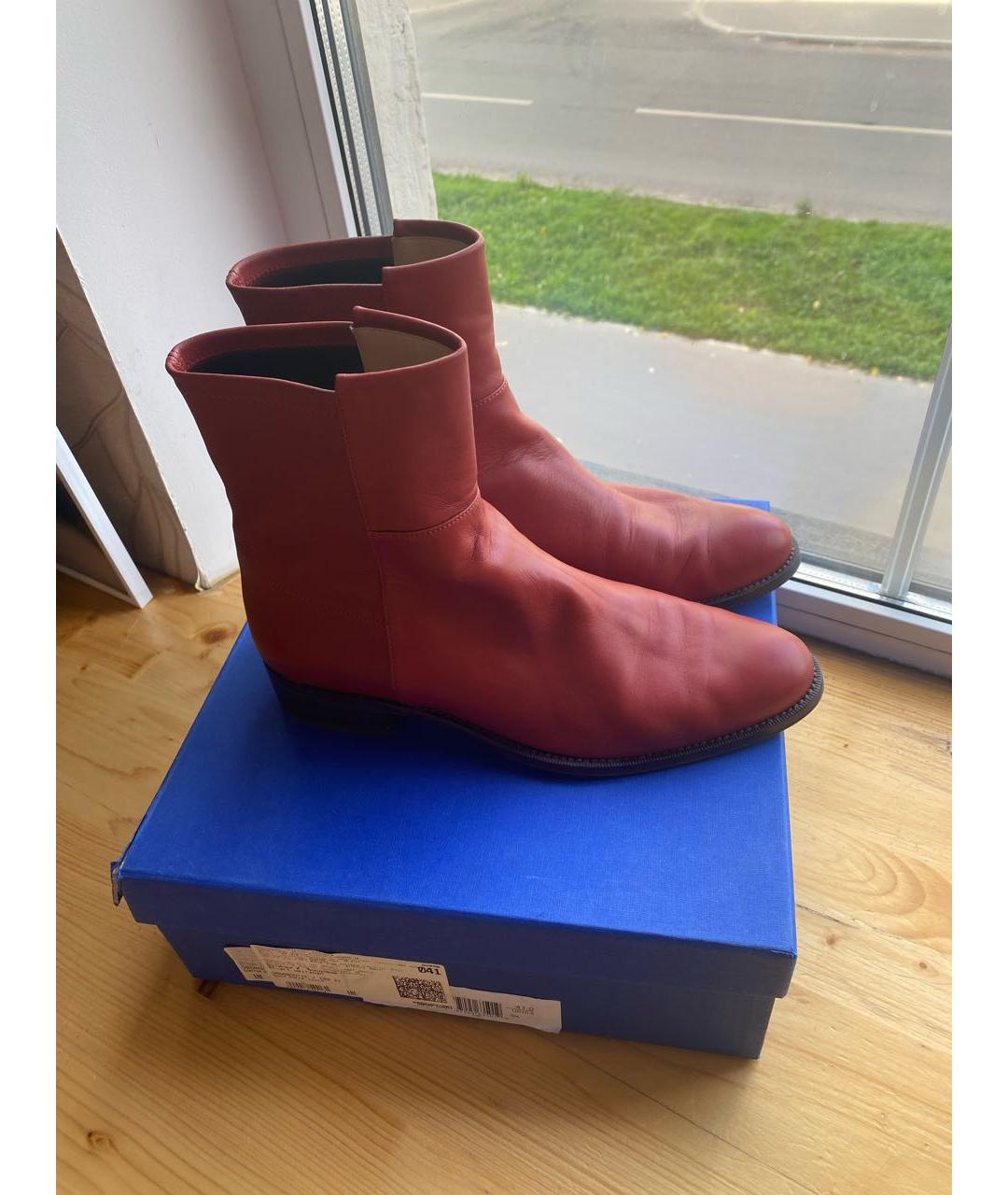 STUART WEITZMAN Бордовые кожаные полусапоги, фото 5