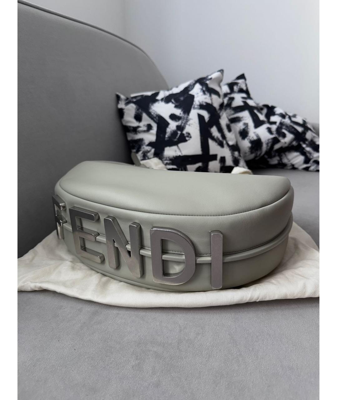 FENDI Антрацитовая кожаная сумка через плечо, фото 5