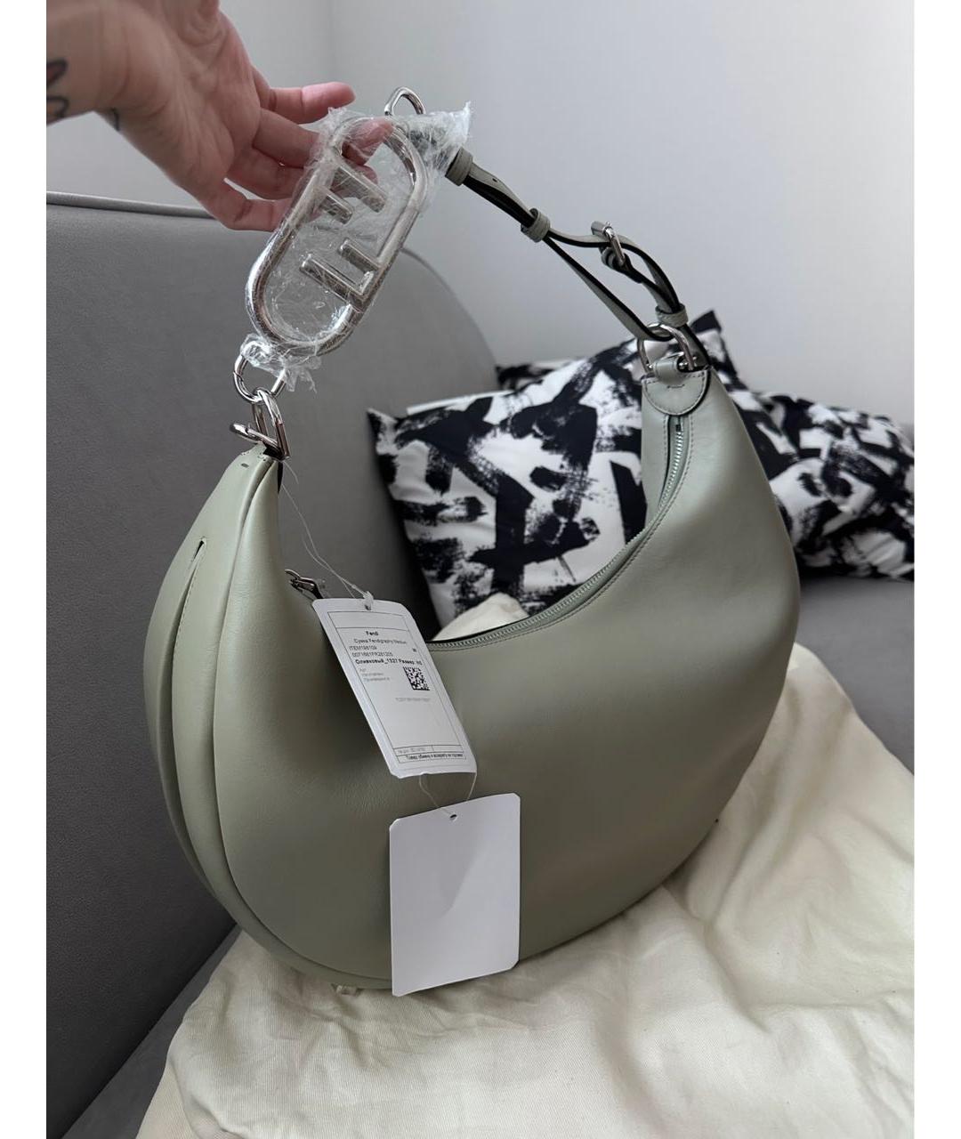 FENDI Антрацитовая кожаная сумка через плечо, фото 4