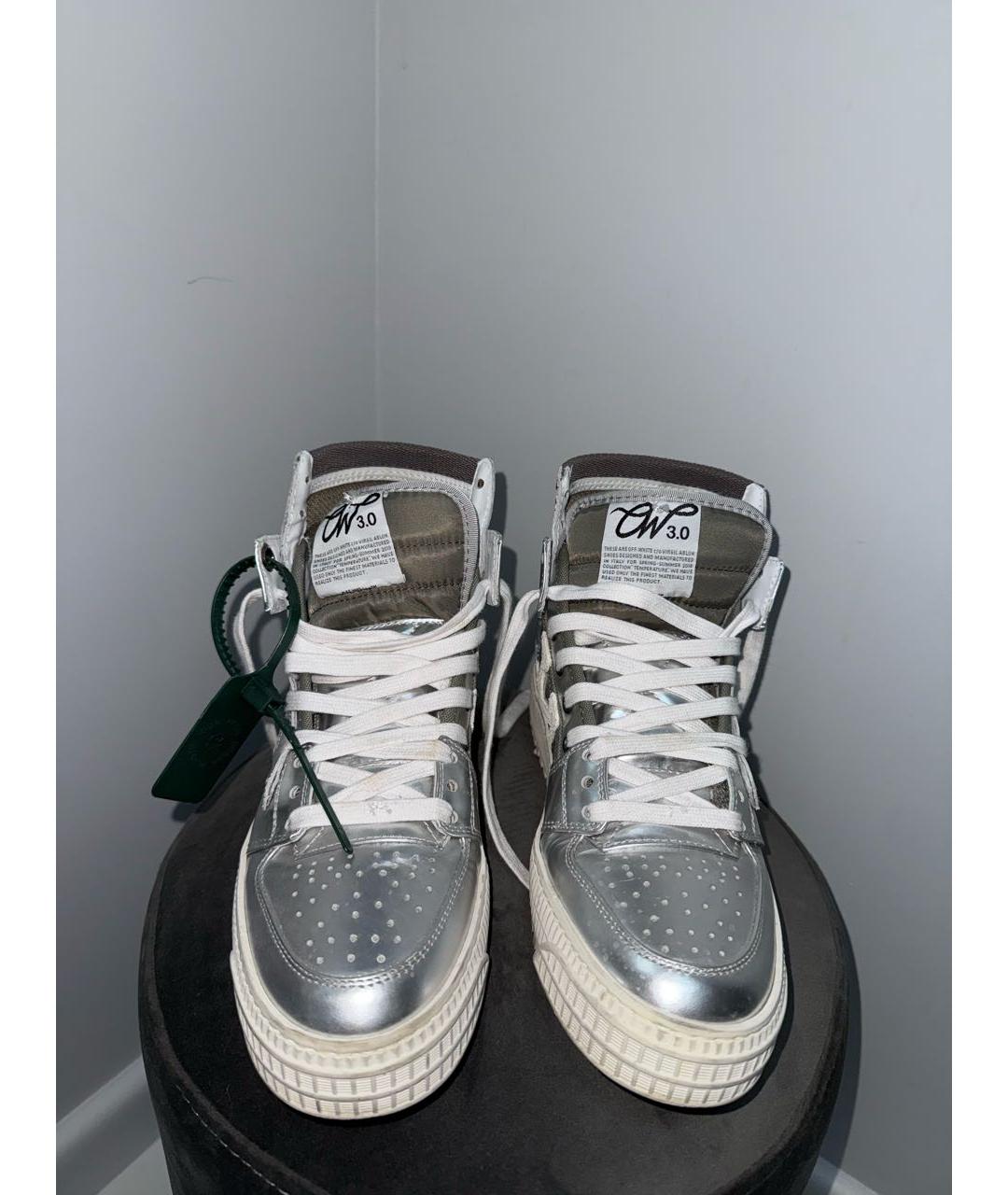 OFF-WHITE Серебряные кроссовки из лакированной кожи, фото 2