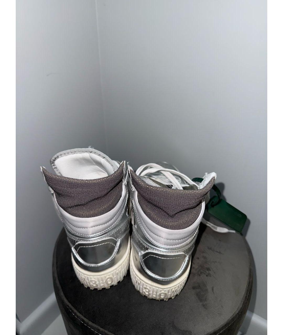 OFF-WHITE Серебряные кроссовки из лакированной кожи, фото 4