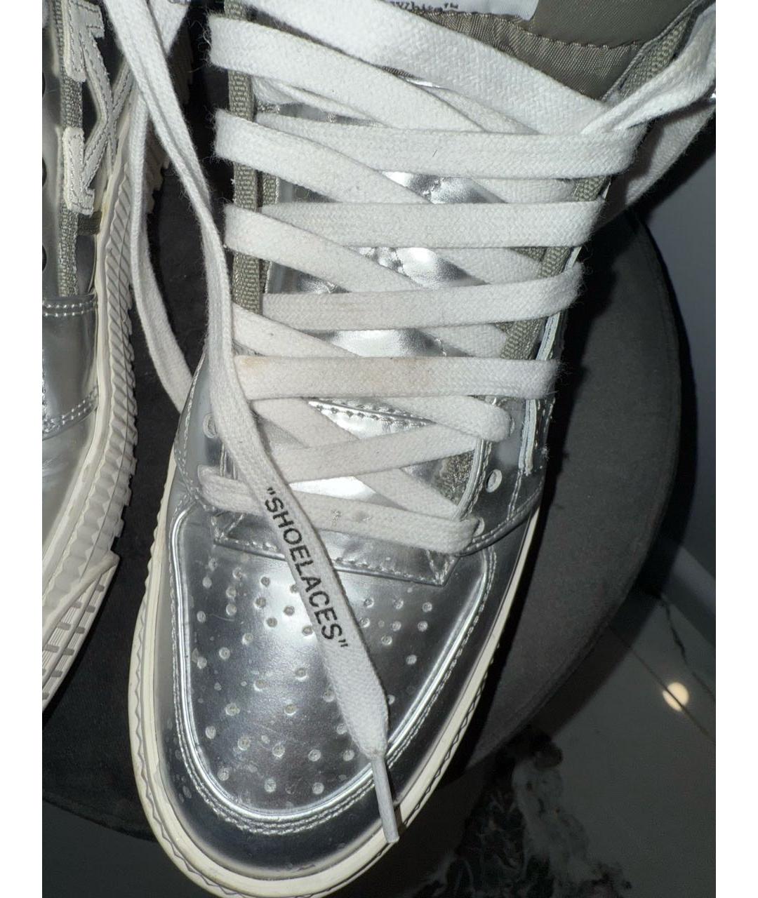 OFF-WHITE Серебряные кроссовки из лакированной кожи, фото 8