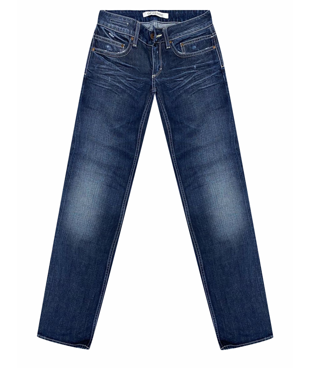 GIANFRANCO FERRE Синие хлопковые прямые джинсы, фото 1