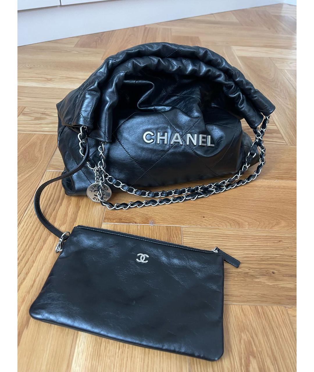 CHANEL Черная кожаная сумка тоут, фото 5