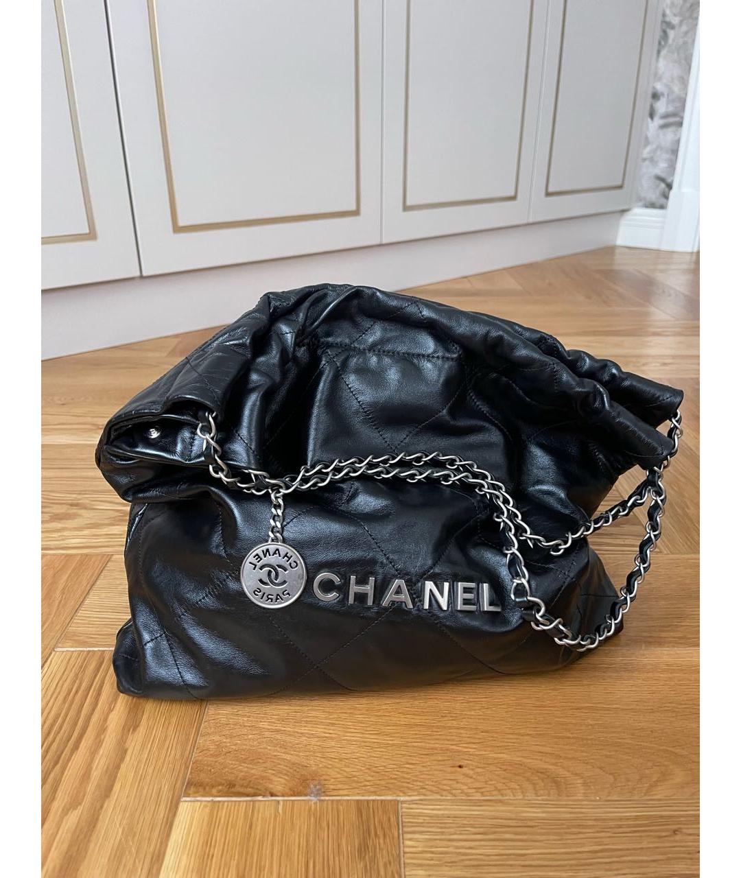 CHANEL Черная кожаная сумка тоут, фото 7