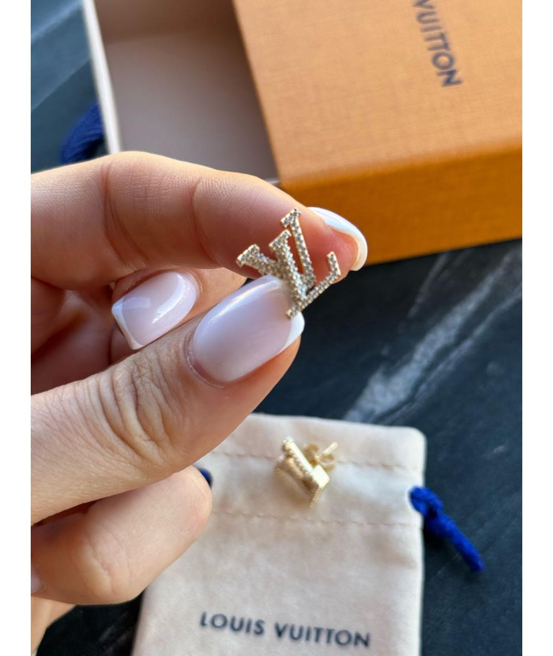 LOUIS VUITTON Золотые латунные серьги, фото 5