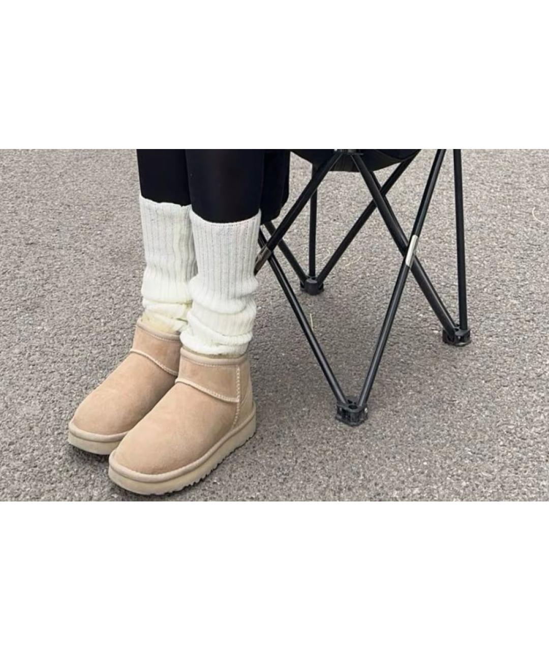 UGG AUSTRALIA Бежевые замшевые ботинки, фото 4