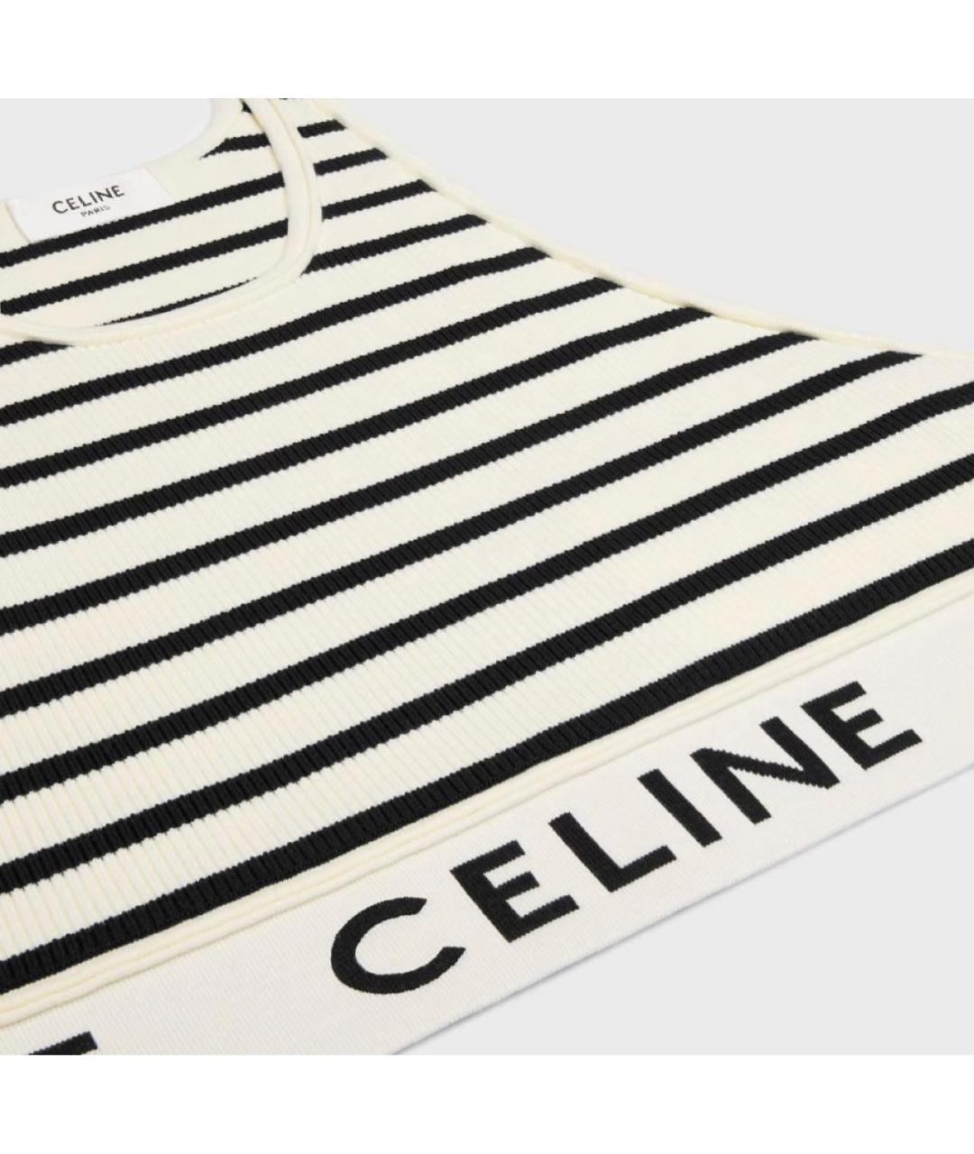 CELINE Белая майка, фото 3