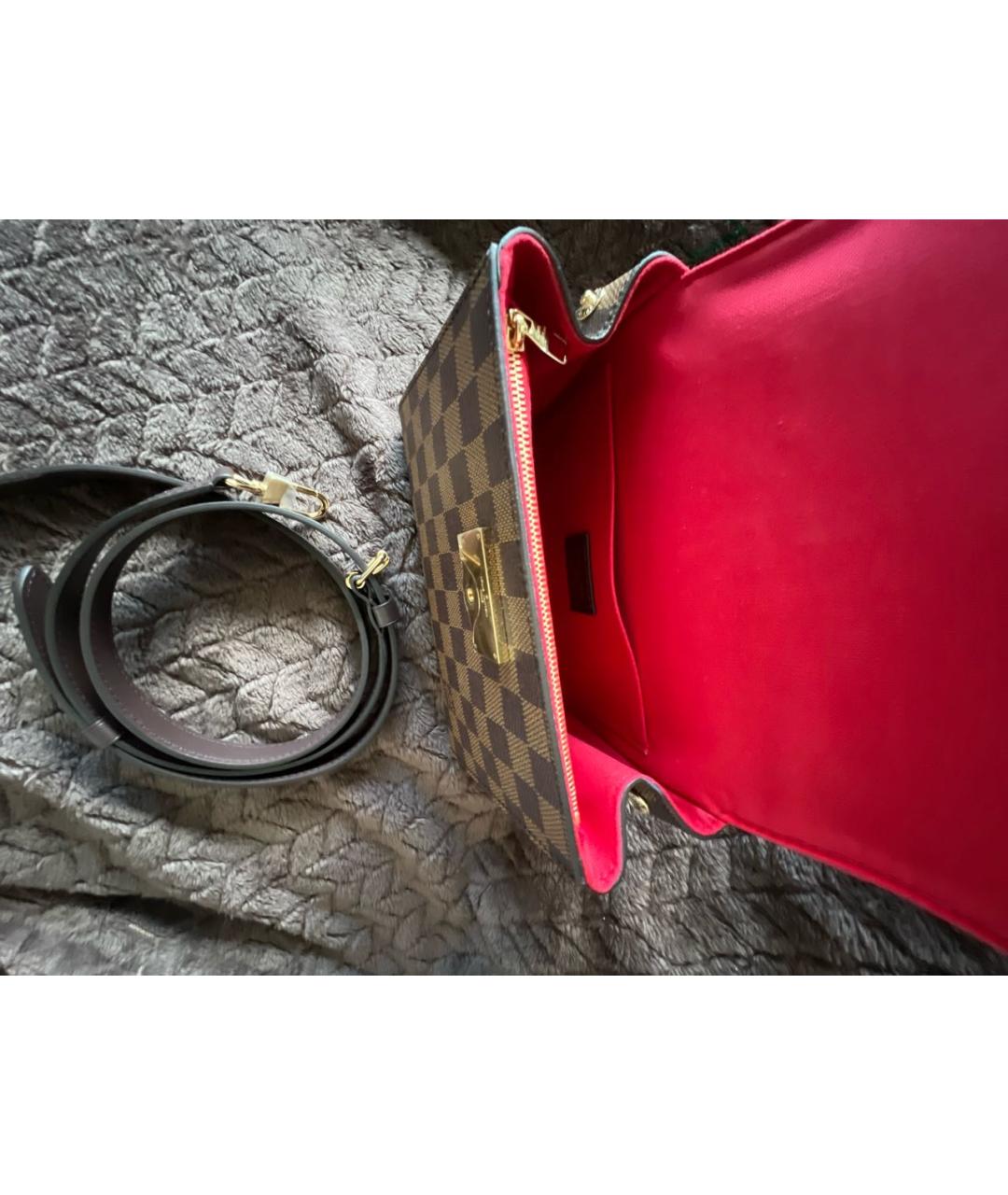 LOUIS VUITTON Коричневая кожаная сумка с короткими ручками, фото 4