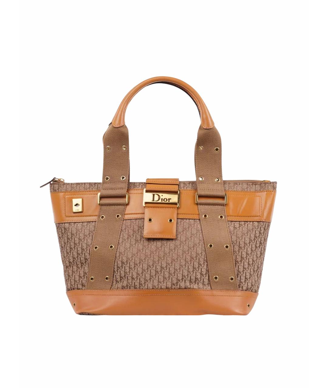 CHRISTIAN DIOR Бежевая жаккардовая сумка тоут, фото 1
