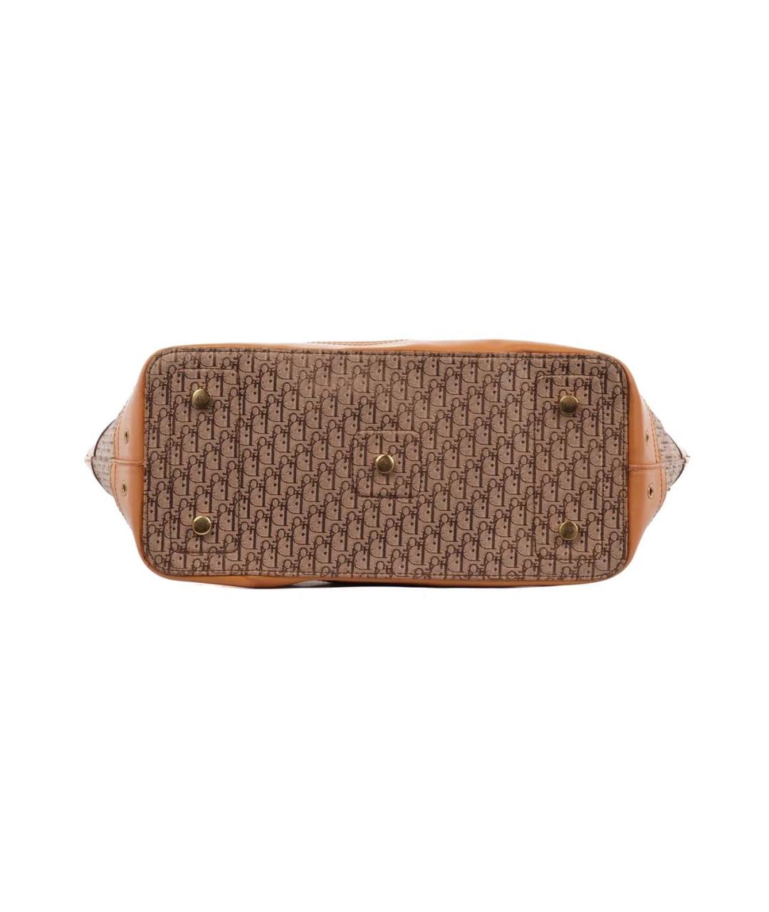 CHRISTIAN DIOR Бежевая жаккардовая сумка тоут, фото 3
