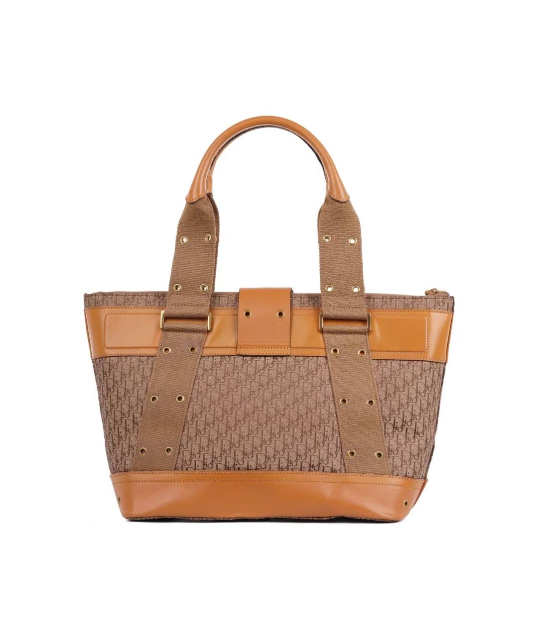 CHRISTIAN DIOR Бежевая жаккардовая сумка тоут, фото 2