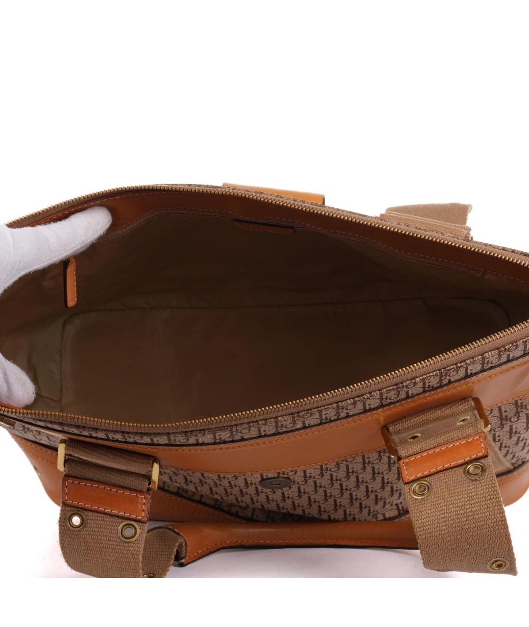 CHRISTIAN DIOR Бежевая жаккардовая сумка тоут, фото 6