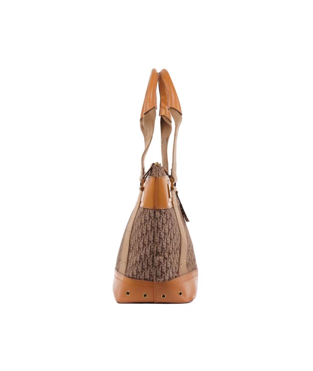 CHRISTIAN DIOR Бежевая жаккардовая сумка тоут, фото 4