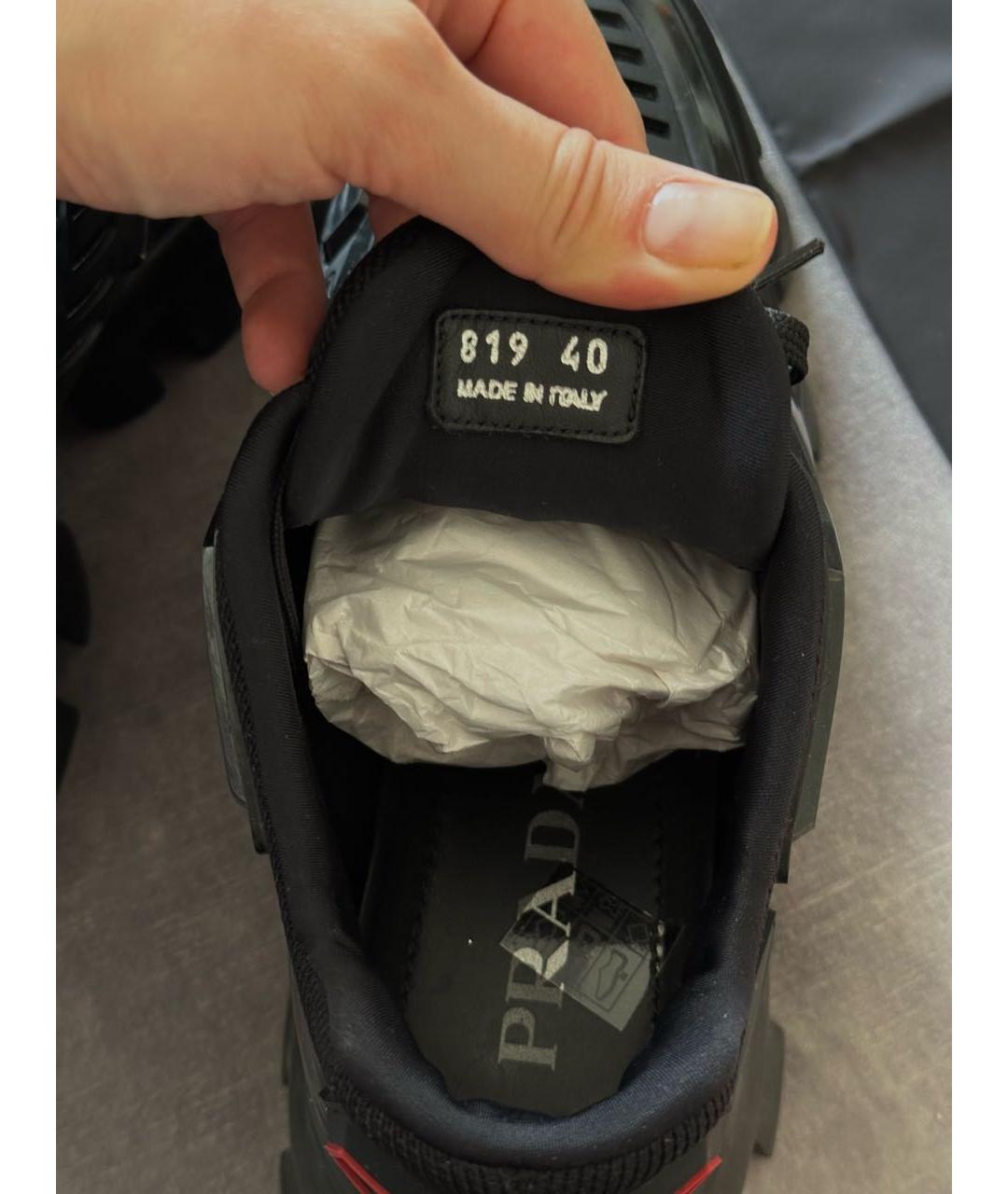 PRADA Черные кожаные кроссовки, фото 7