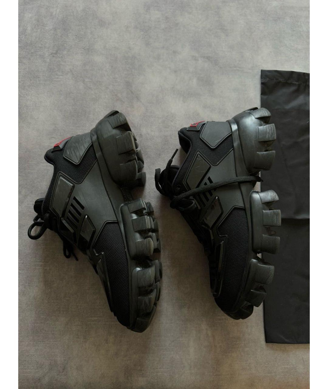 PRADA Черные кожаные кроссовки, фото 4