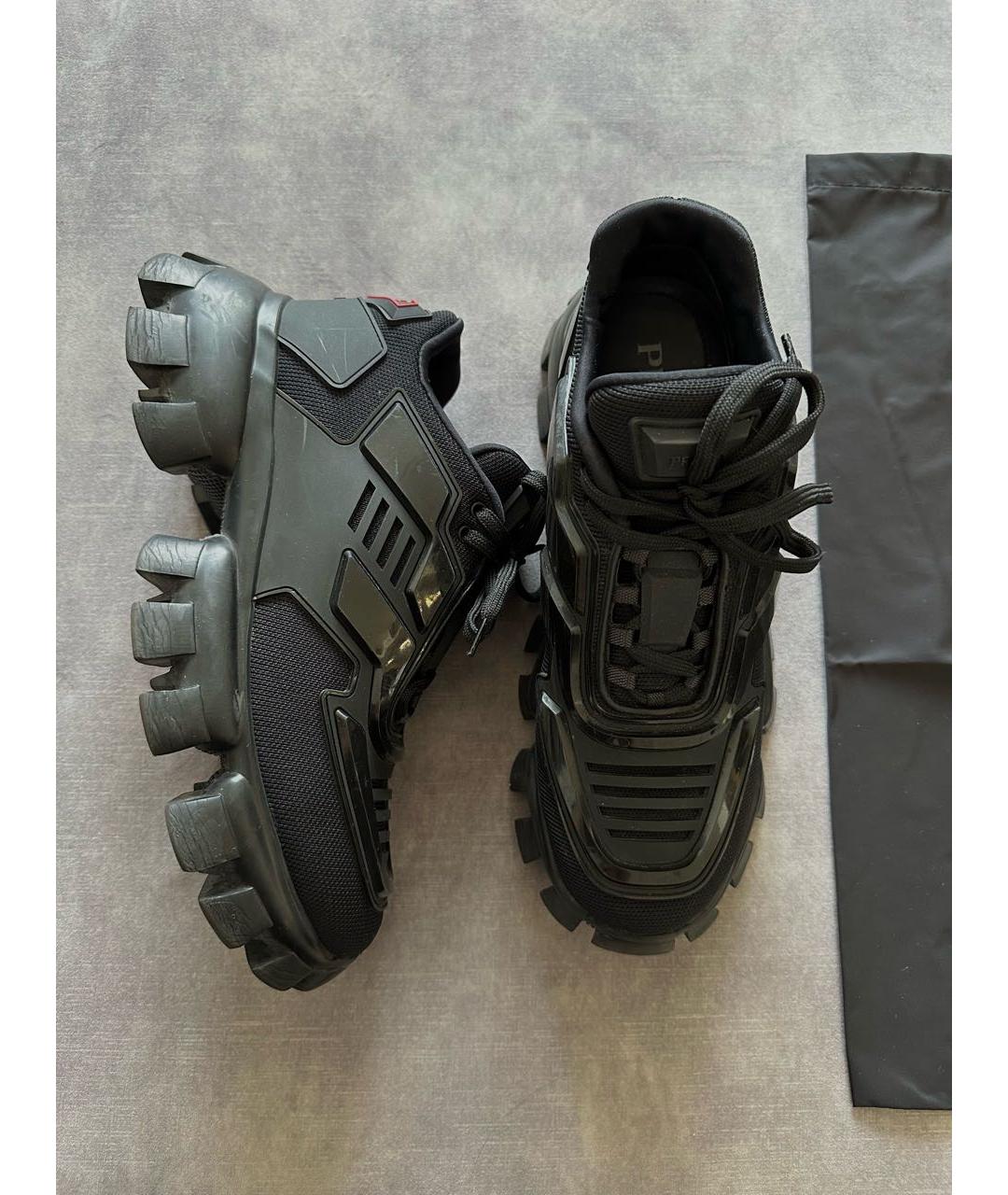 PRADA Черные кожаные кроссовки, фото 3