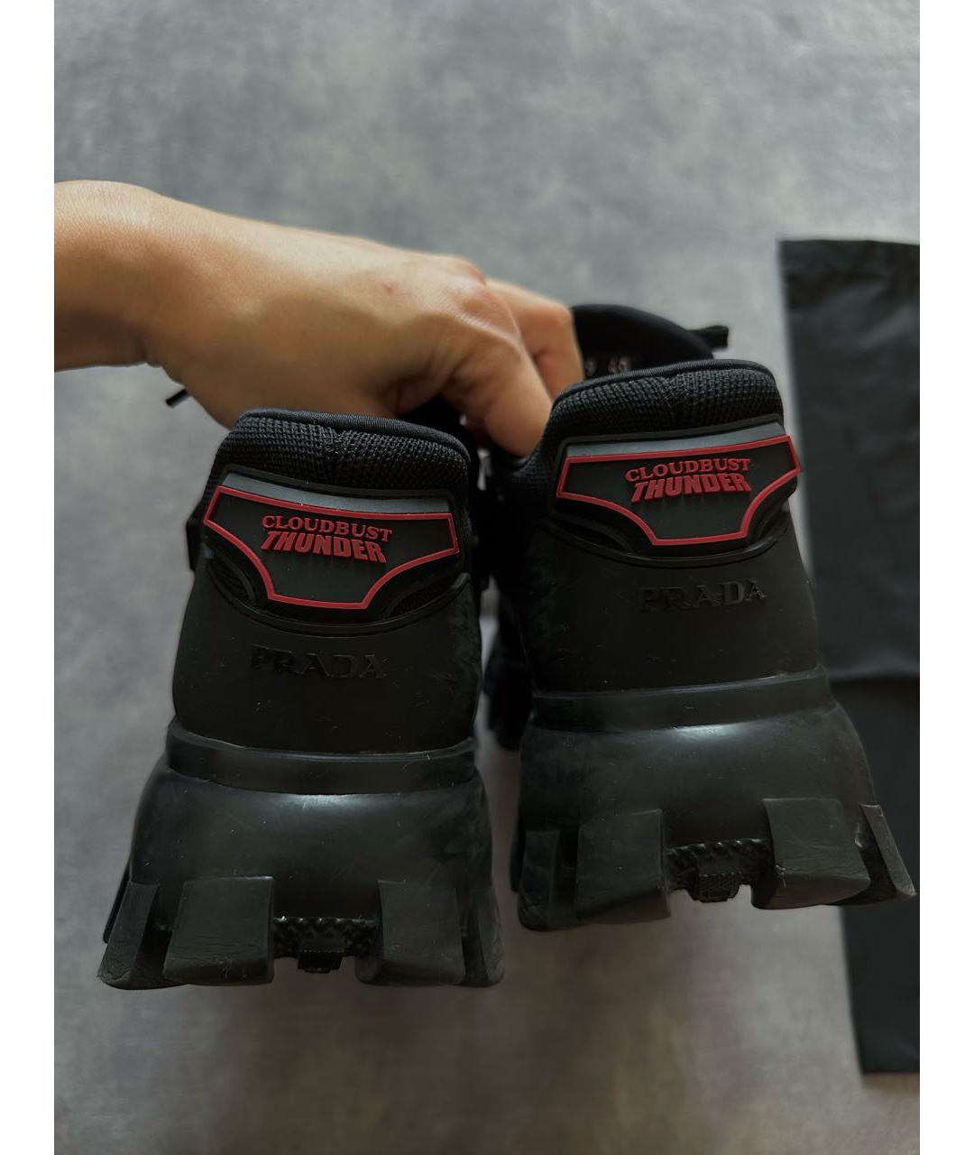 PRADA Черные кожаные кроссовки, фото 6