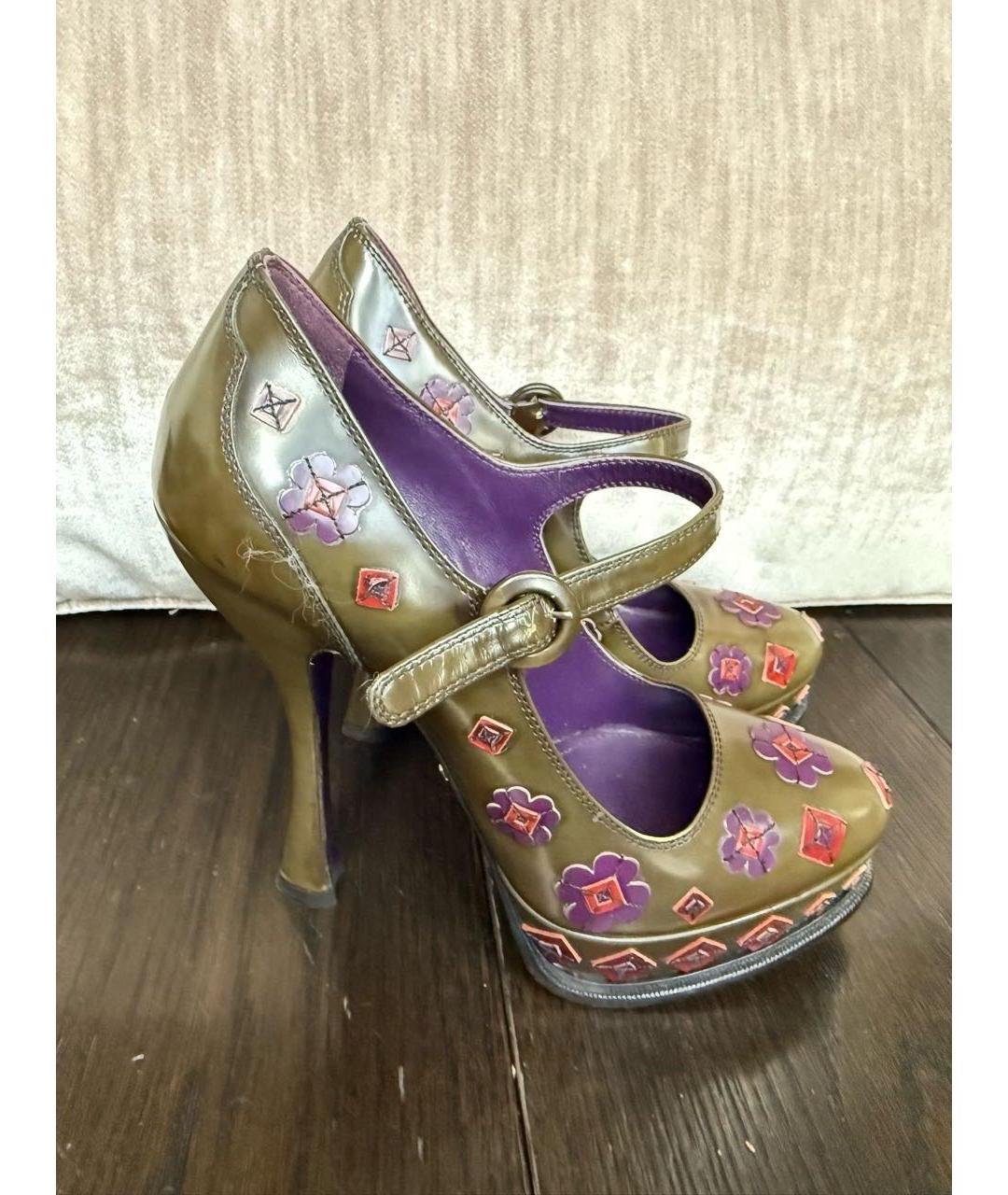 PRADA Хаки кожаные туфли, фото 10