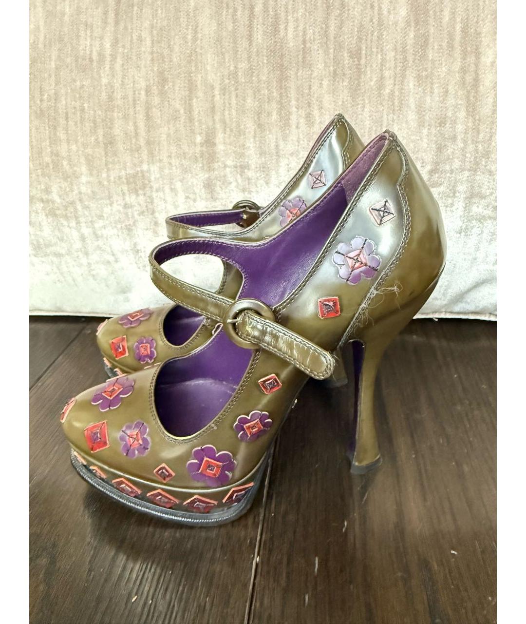 PRADA Хаки кожаные туфли, фото 9