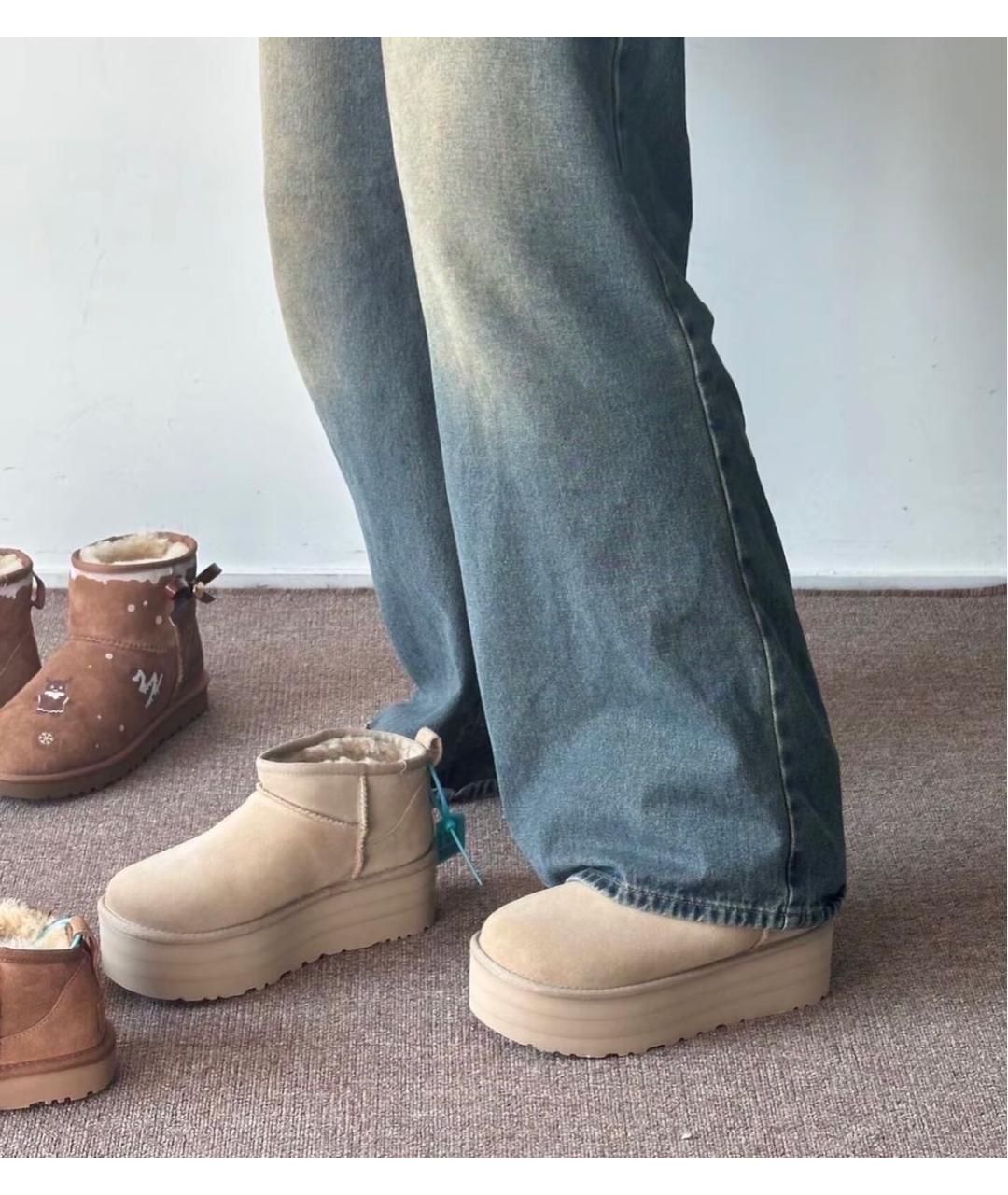 UGG AUSTRALIA Бежевые замшевые ботинки, фото 4