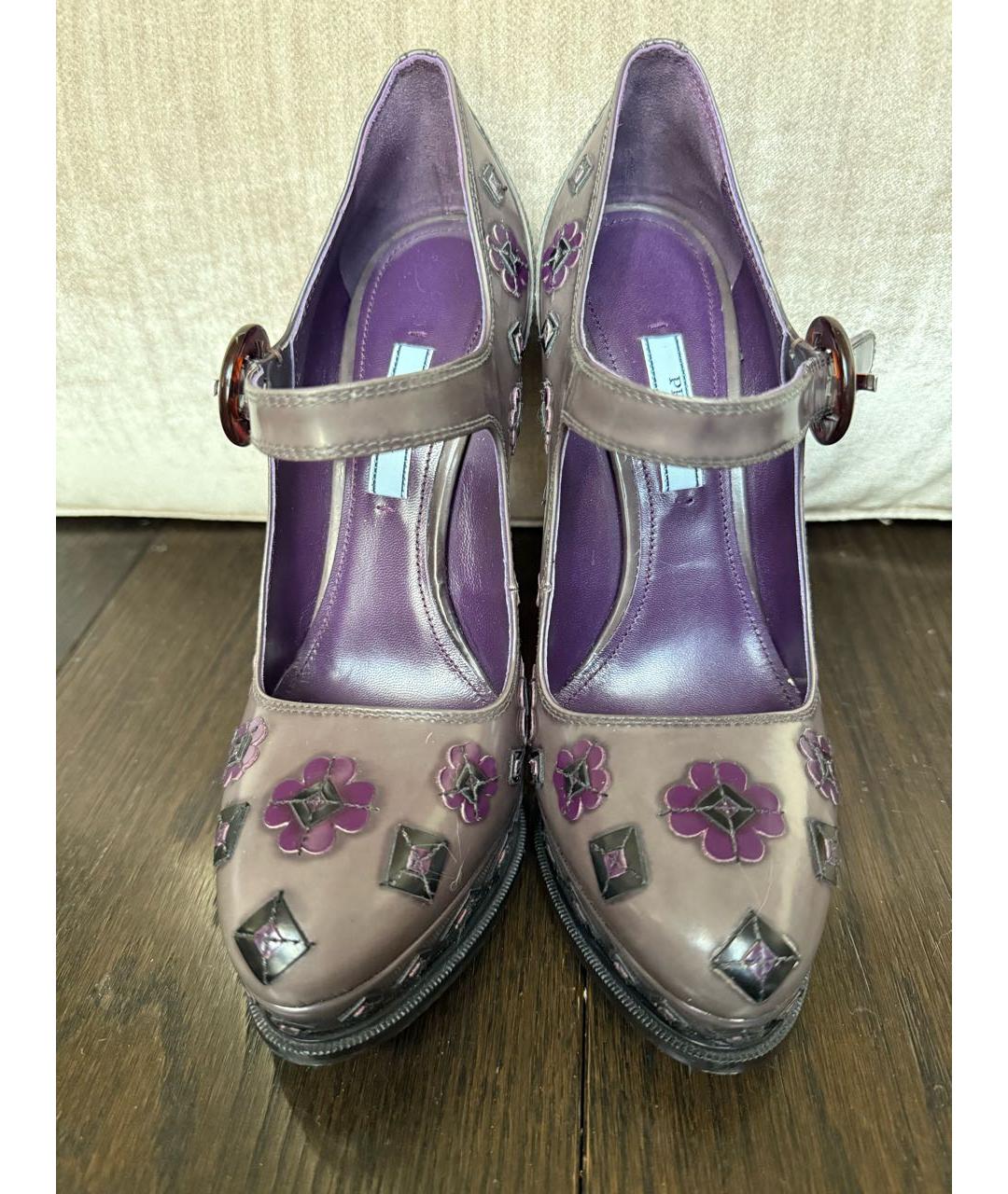 PRADA Фиолетовые кожаные туфли, фото 2
