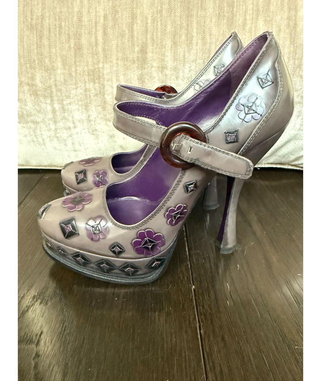 PRADA Фиолетовые кожаные туфли, фото 9
