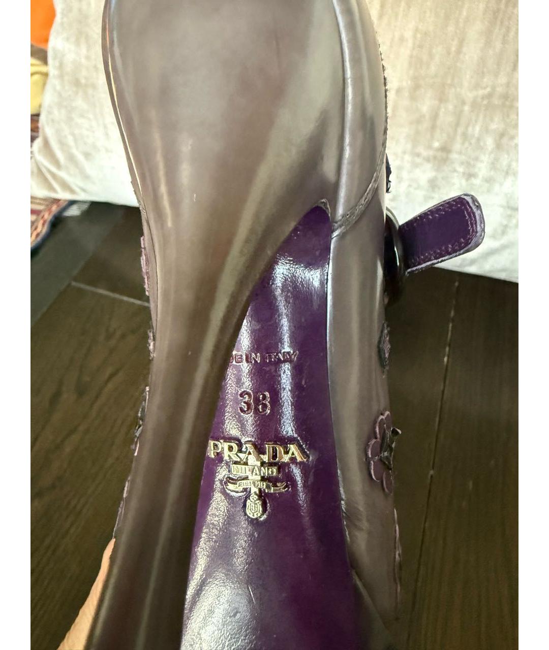 PRADA Фиолетовые кожаные туфли, фото 8