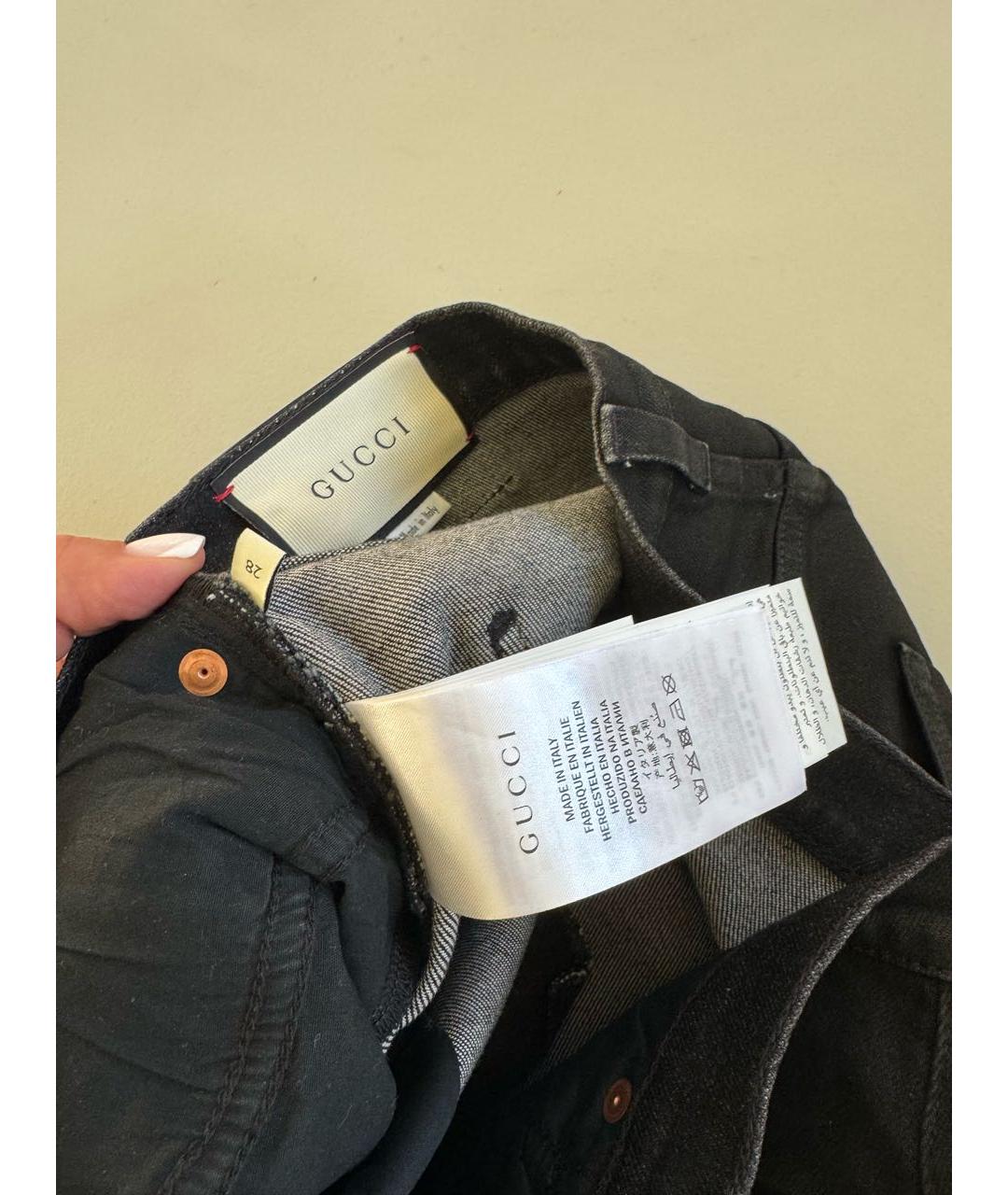 GUCCI Черные хлопко-эластановые джинсы слим, фото 3