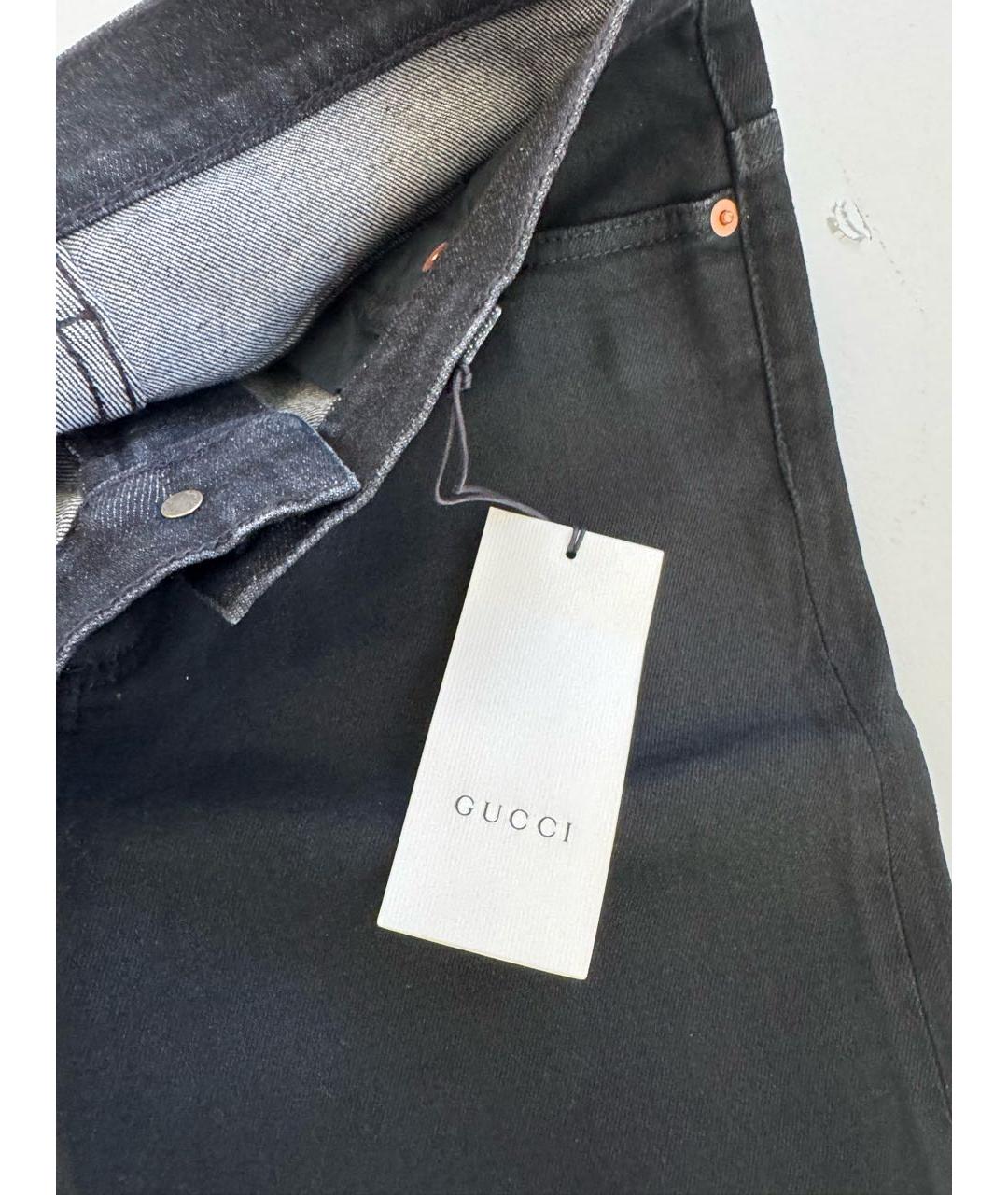 GUCCI Черные хлопко-эластановые джинсы слим, фото 5