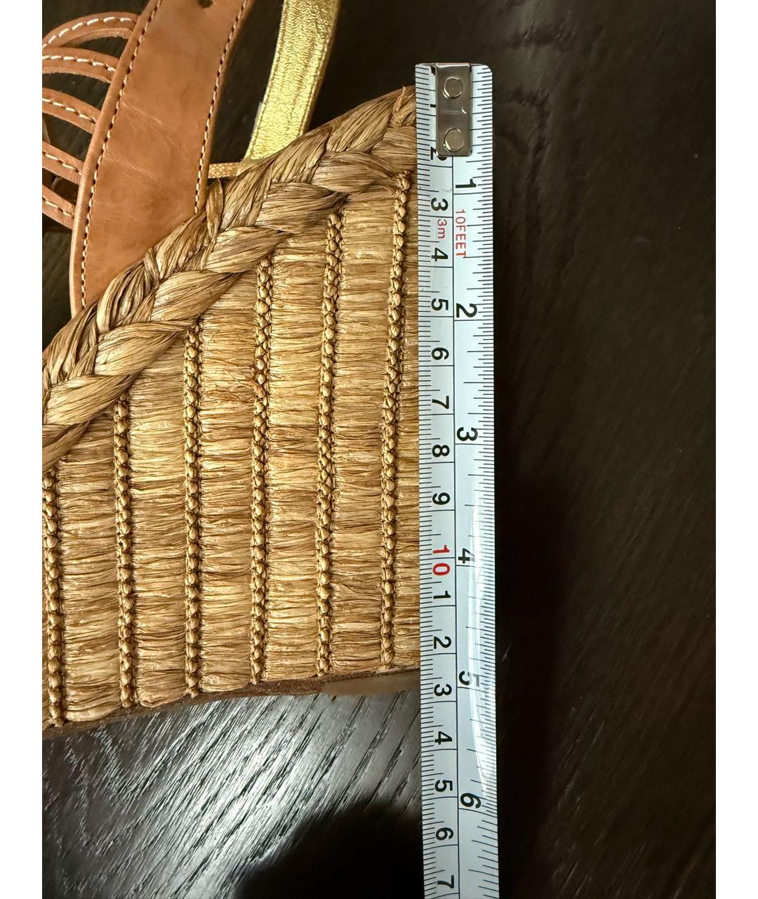 PRADA Бежевые кожаные босоножки, фото 7